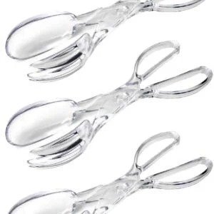 Chef Craft Premium Clear Salad Tongs Heavy Duty Design, 11.25-Inches Long (3-Pack)